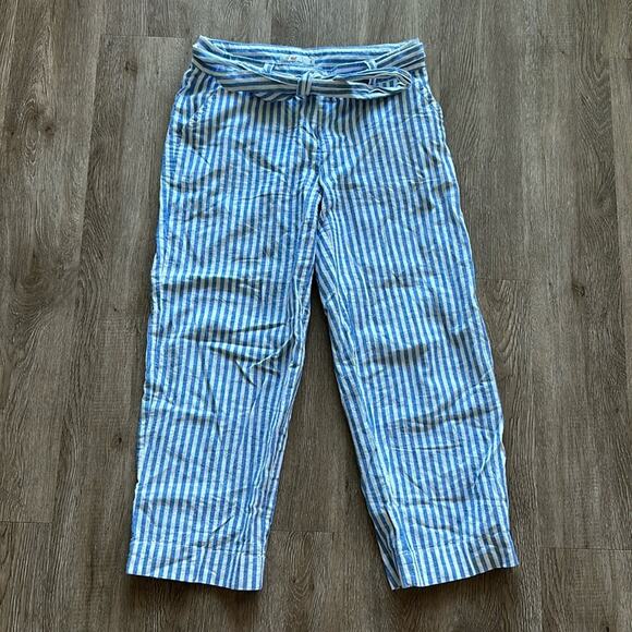Vineyard Vines Striped Linen Blend Catamaran Pants Blue & White Size 4 Preppy - Picture 1 of 5
